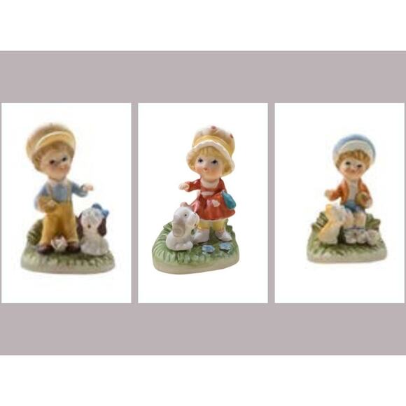 Homco Porcelain Children Figurines 2 Boys and 1 Girl  (Set of 3 ) - Picture 1 of 6